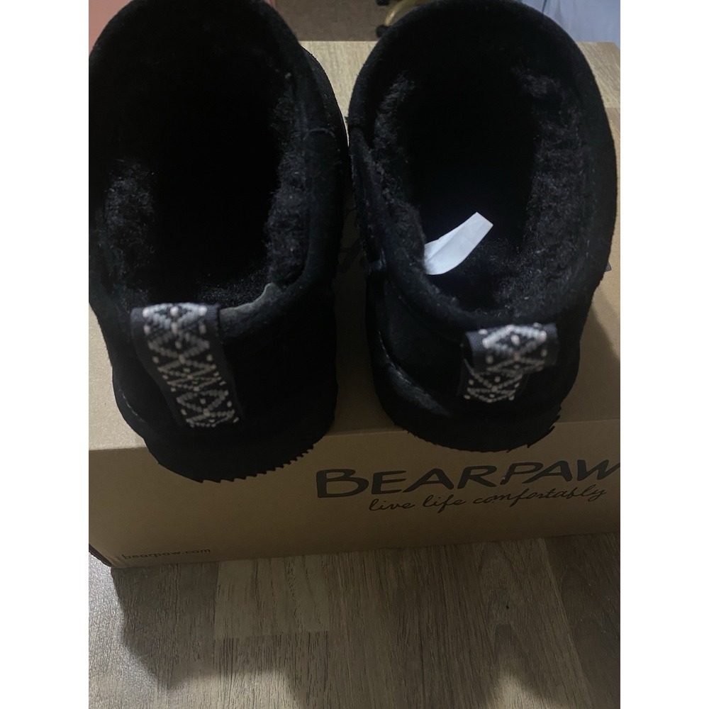 BEARPAW Kam Women's Slip On Slippers Size 7M Black Suede Water Repellent Bootie - Picture 4 of 8